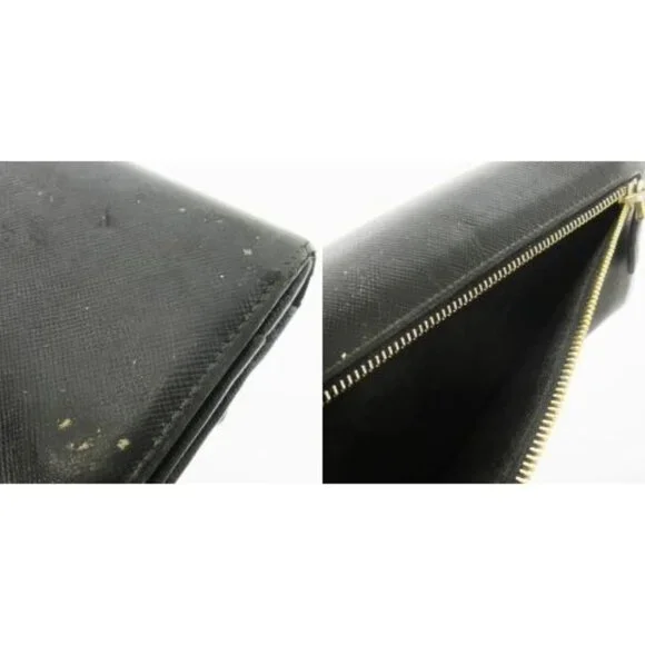 Prada Long Wallet with Coin Purse Saffiano Leather Flap Logo Black - Picture 8 of 9
